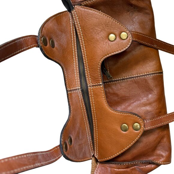 Patricia Nash Leather Western Coastal Cowgirl Ergo Studded Bag Brown Boho - Picture 9 of 14
